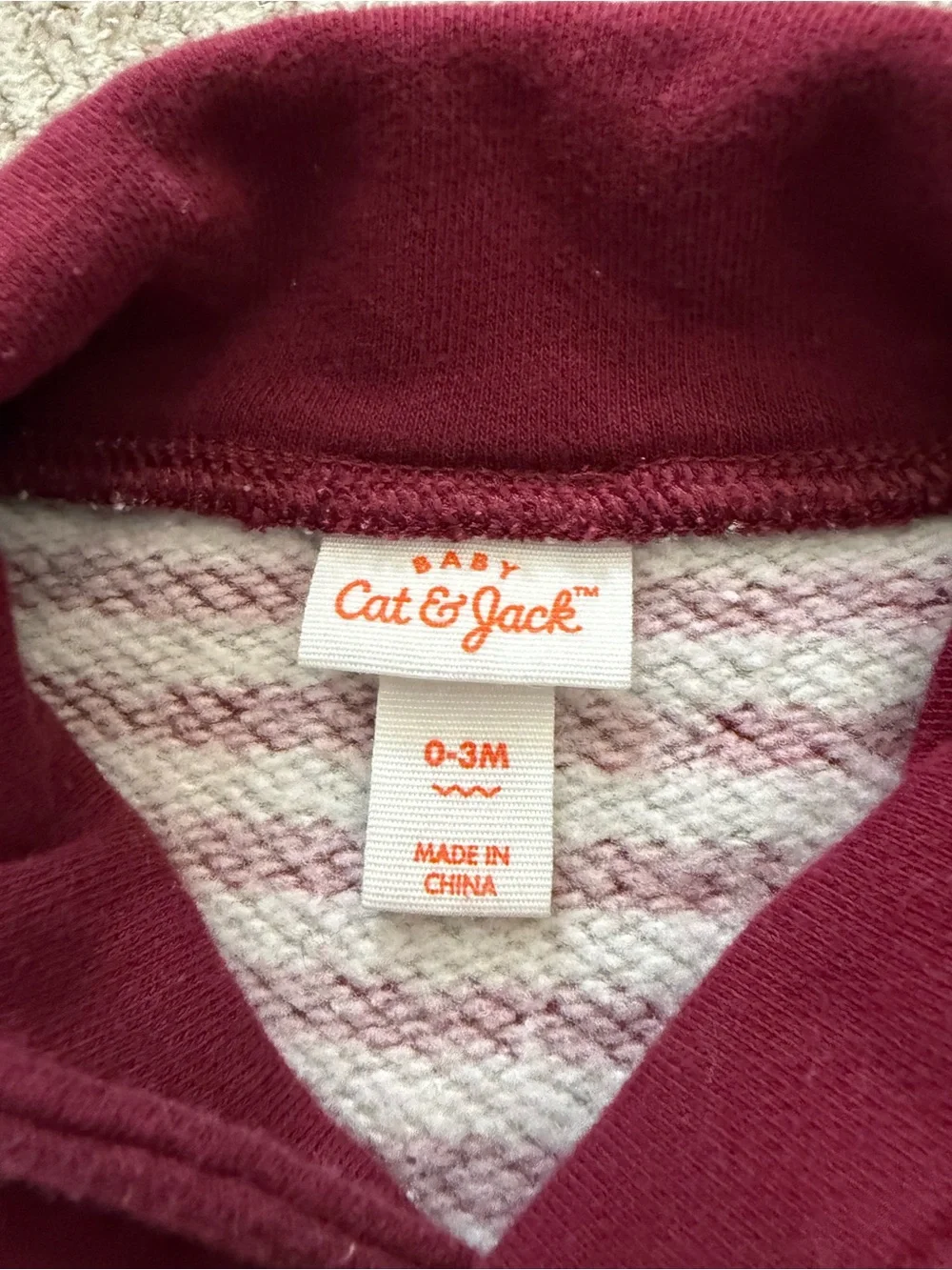 Baby Cat &‎ Jack Burgundy Stripe Shawl Collar Romper 0-3M